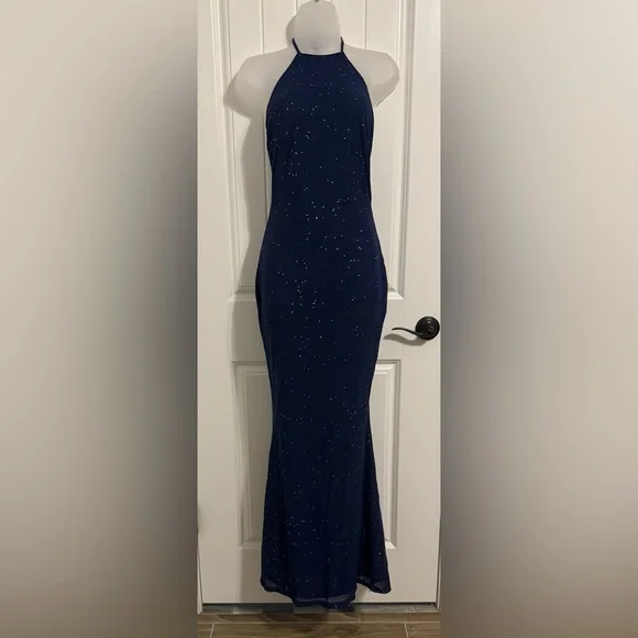 Parthea Women's Navy Sequin sparkling Bodycon Maxi Dress - Picture 3 of 5